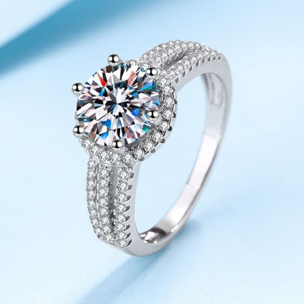 GRA Certified Moissanite 2 Carats 18k/925 Ring 💍 Size 7 - Picture 7 of 14